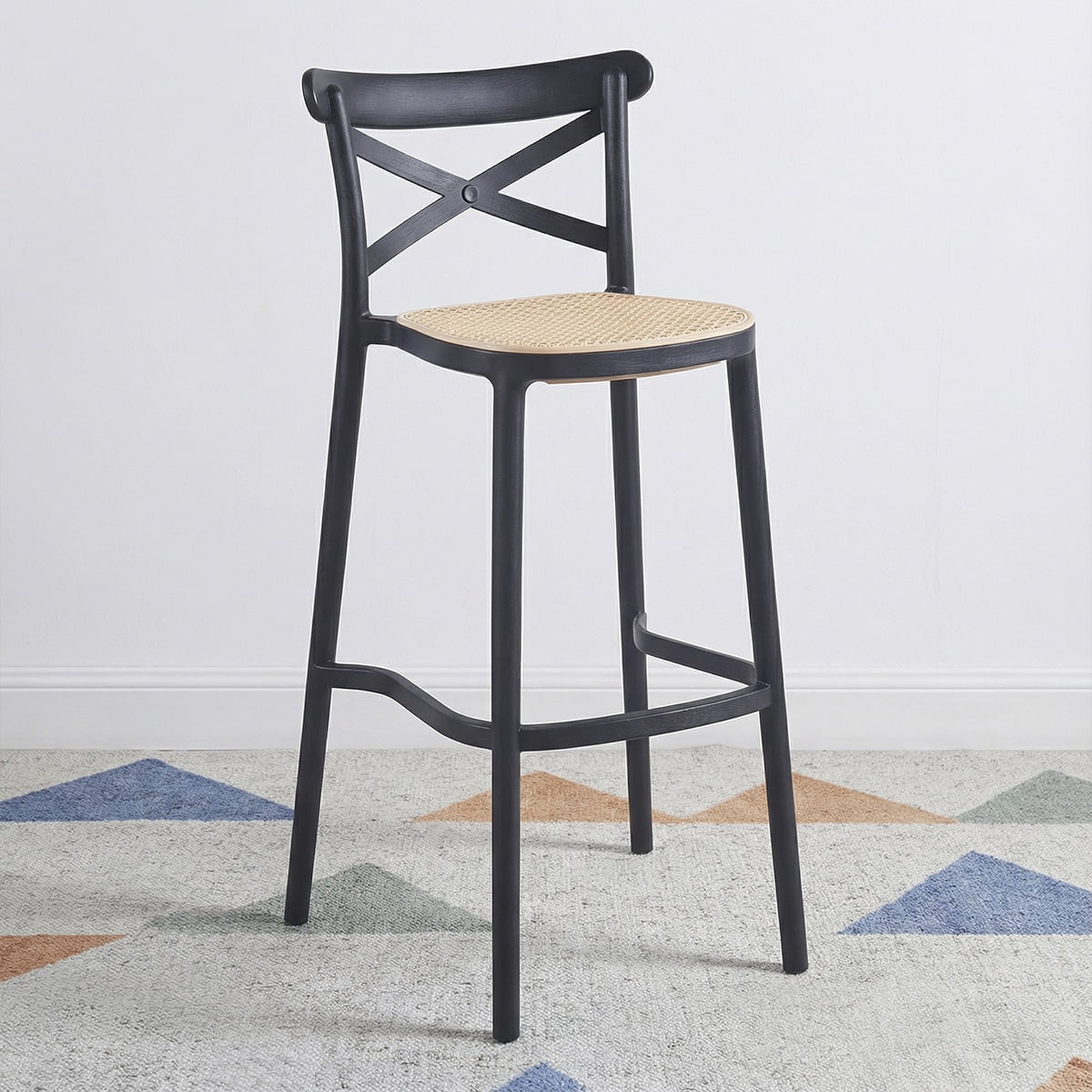 Taburete Piso Bar O Terraza Apilable 75cm Crossback Danubio Venhoouse Negro