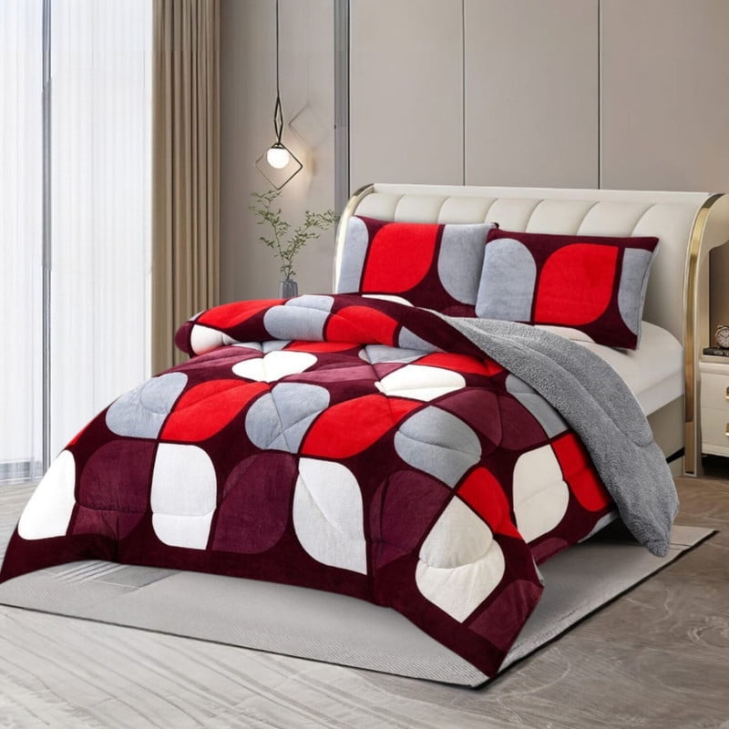 Genérico - Plumon De Invierno Plush Liso Con Chiporro De 2 Plazas + 2 Fundas Para Almohada Cipi2p-29