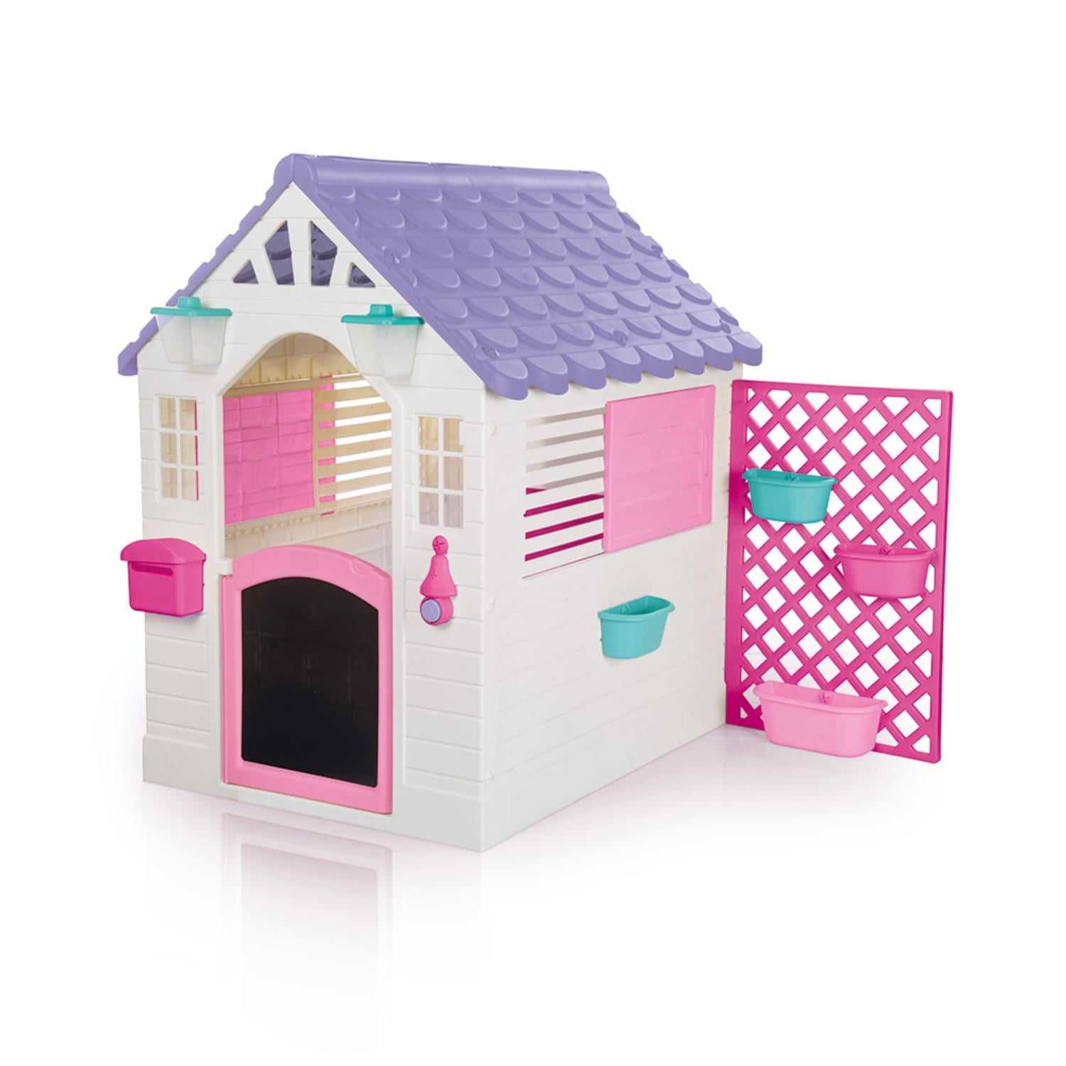 Casa De Juego Blanca Rosada Con Valla 127 X 140x107.5cm Dolu Rosa Tamaño Unico