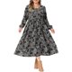 thumbnail image 2 of Vestido Agnes Orinda para Mujer Talla Grande con Estampado Floral Boho, Cinta Geométrica en la Cintura, Cuello en V, Manga Larga, Estilo Casual Flowy A Line con Bolsillo 2X Negro, 2 of 6