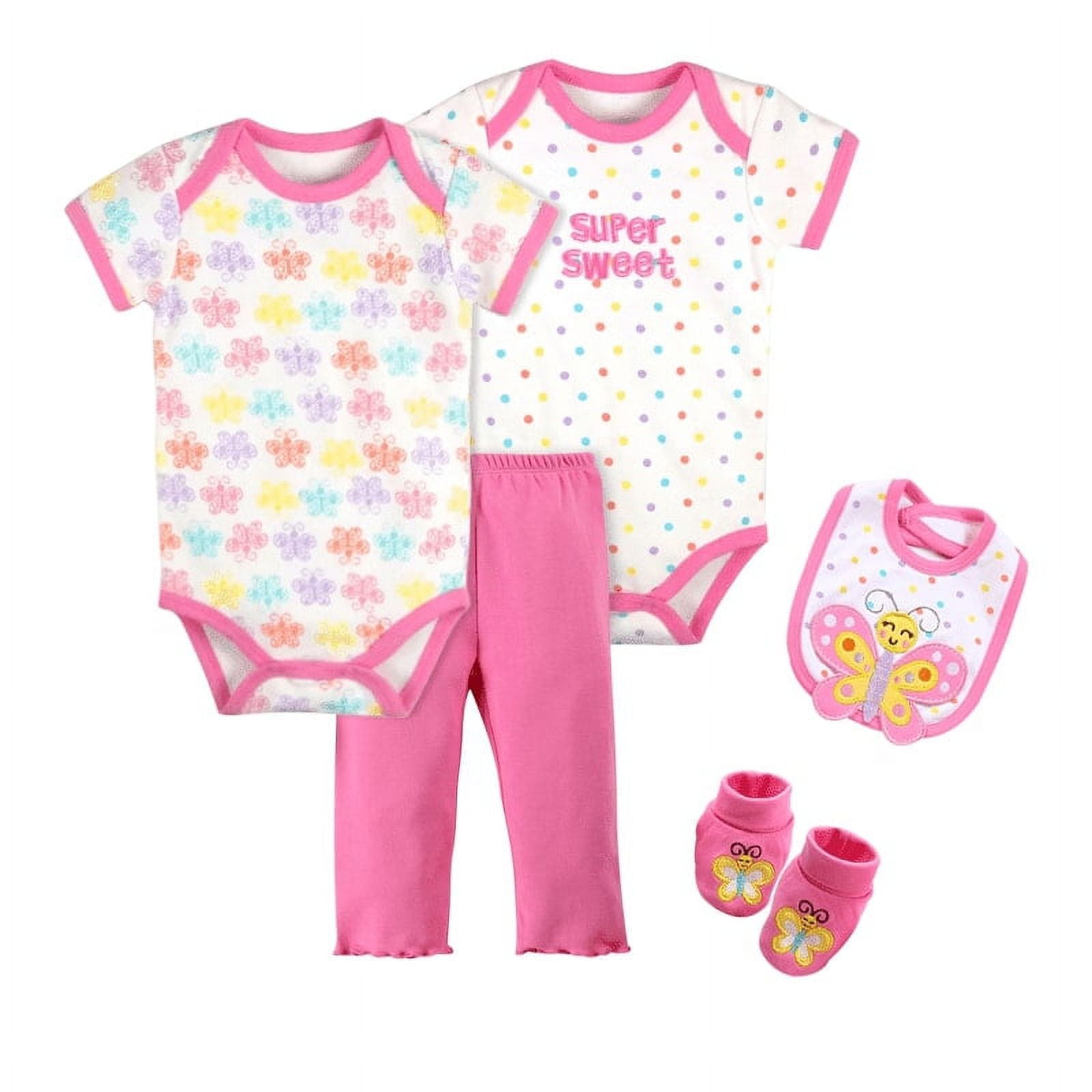 Babykids Divana - Set 2 Bodys Manga Corta + Pantalon + Babero + Zapatico Niña 9m