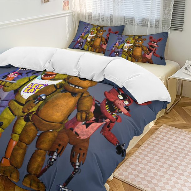 Five Nightat Freddy Quilt Set Thicken Soft 3 Pieces Bedding Set All Season Duvet Cove with 2 Pillowcases for Adult Women Girls Teens Home Room Decor