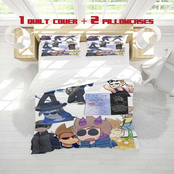 3pcs Tom Tord Cartoon Print Bedding Set Soft Duvet Cover and Two Pillowcases
