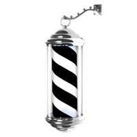 Ioensy - Poste De Barbero Giratorio, Letrero De Tienda De Peluquería Para Exteriores, 40Cm, Negro Y Blanco