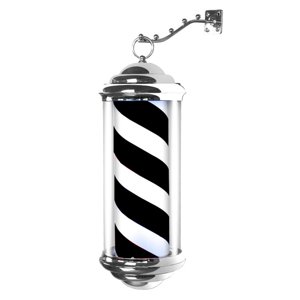 Ioensy - Poste De Barbero Giratorio, Letrero De Tienda De Peluquería Para Exteriores, 40Cm, Negro Y Blanco