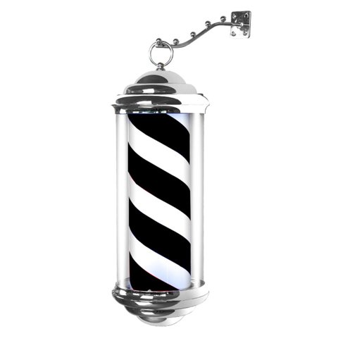 Ioensy - Poste De Barbero Giratorio, Letrero De Tienda De Peluquería Para Exteriores, 40Cm, Negro Y Blanco