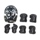 thumbnail image 2 of Kit de 7 cascos de bicicleta para niños, rodilleras, coderas y muñequeras, accesorios para sombrero, casco de patinaje para niños, monopatín para exte Negro, 2 of 5
