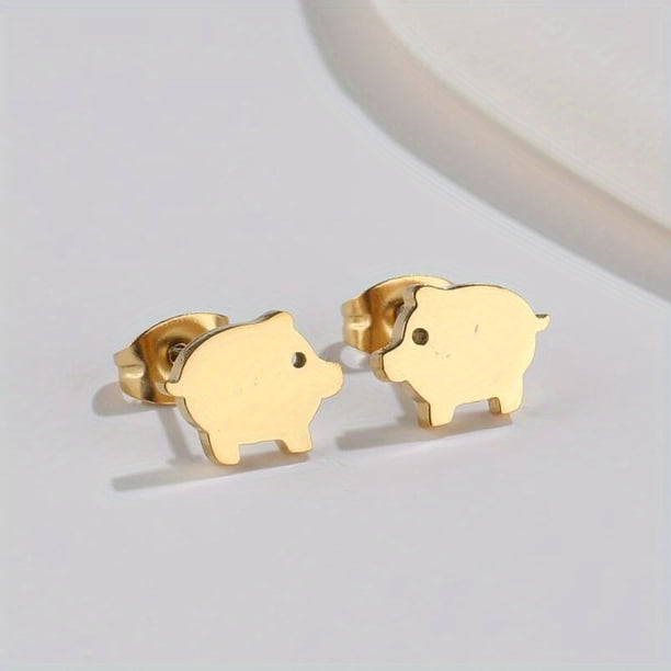 Cute and Stylish Stainless Steel Anime Pig Cartoon Earrings - Perfect Gift for Men!