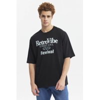 Fashionspark - Polera Hombre Oversize Retro Print Negro