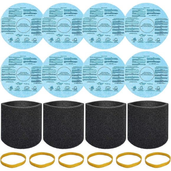 Pack de 8 filtros secos reutilizables Shop Vac 9010790137 y 4 fundas de espuma 90585