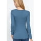 thumbnail image 3 of Saronite Camiseta Térmica Básica de Algodón Acanalado con Cuello en V y Manga Larga, Azul (para Mujer), 3 of 4