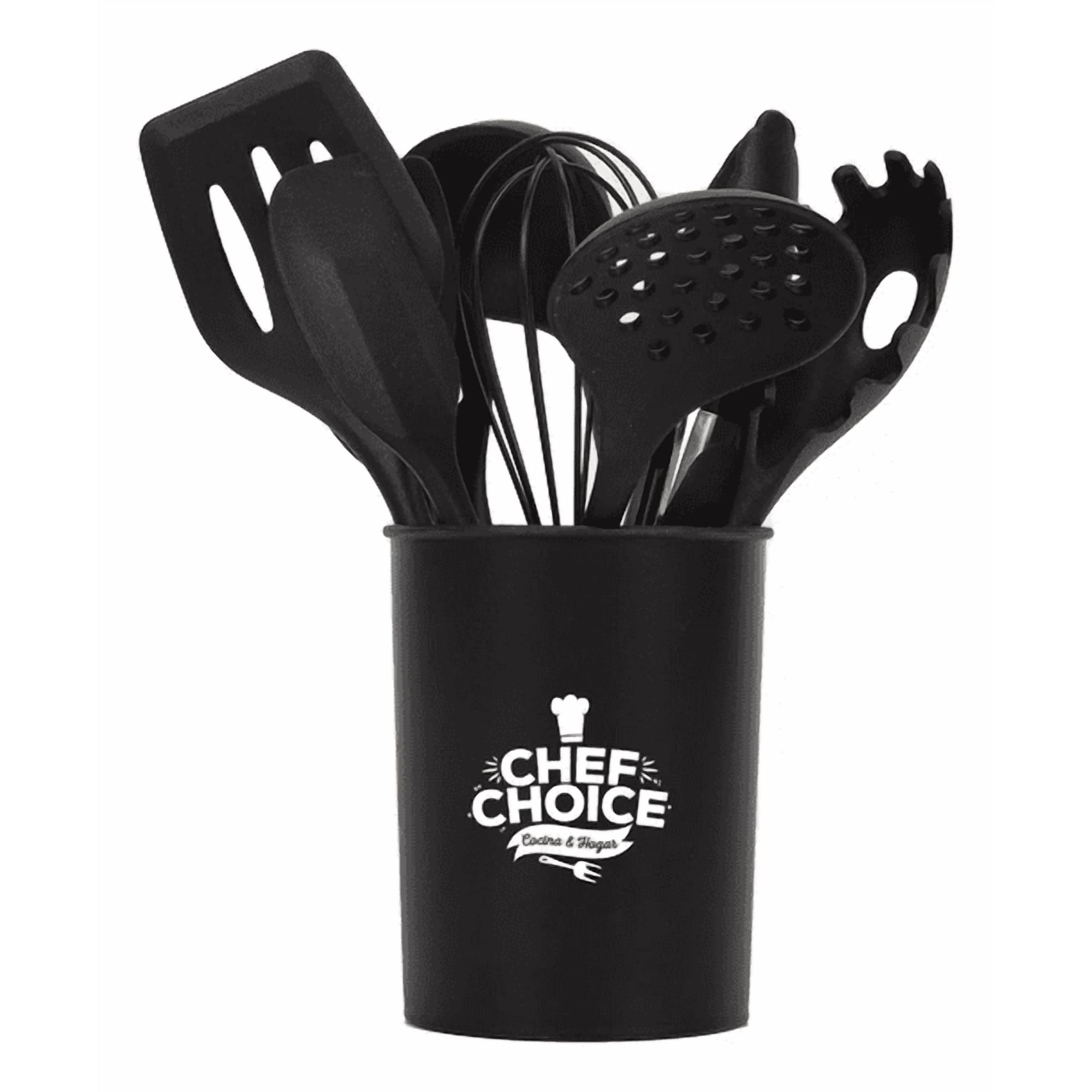 Genérico - Set De 12 Utensilios De Cocina De Silicona Antiadherentes Negro