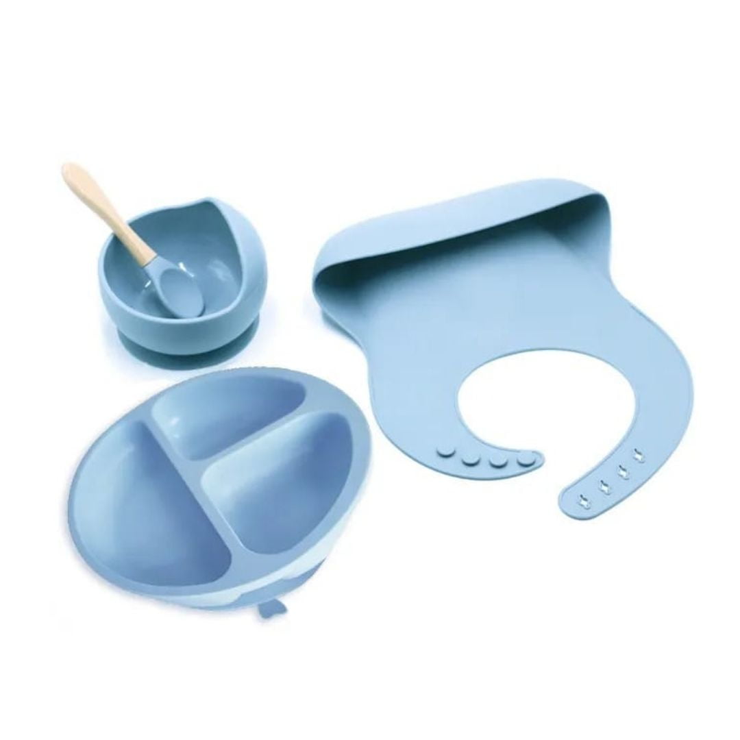 Oem - Set Vajilla De Alimentación Para Bebe Silicona Celeste
