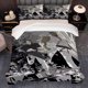 thumbnail image 1 of 3pcs Black and White Duel Intense Battle North Sword Jianghu Theme K-Style Printed Bedding Set Duvet Cover and Pillowcase Set, 1 of 5