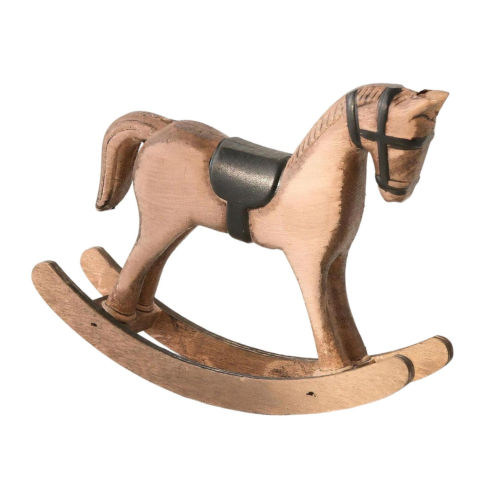 Bothyi - Caballito De Madera Vintage Decorativo, Estilo Rústico, Para Entrada, Oficina O Mesa, Color Marrón Claro Y Negro.