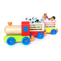 Genérico - Tren Madera Granja Con Animales Multicolor