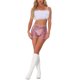 thumbnail image 2 of INSPIRE CHIC Pantalones Cortos de Mujer con Lentejuelas Brillantes de Tiro Medio Sólido Brillo Coctel Cintura Elástica Pantalones Cortos Rosa L, 2 of 6
