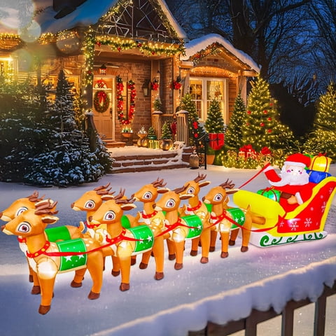 Inflable Mgparty Navideño 12 Pies Papá Noel Con Reno