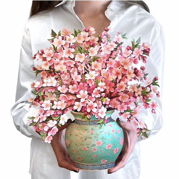 Tarjeta pop-up Freshcut Paper de 12" con flores de cerezo japonesas