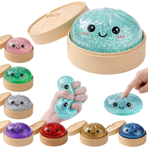 Juguete antiestrés LEGEOS Dumpling con glitter, squishy de 8,5 cm