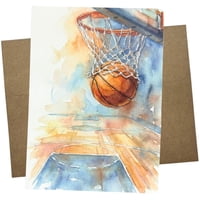 Tarjeta De Felicitación Whitman And Daughter Basketball, 13 X 18 Cm