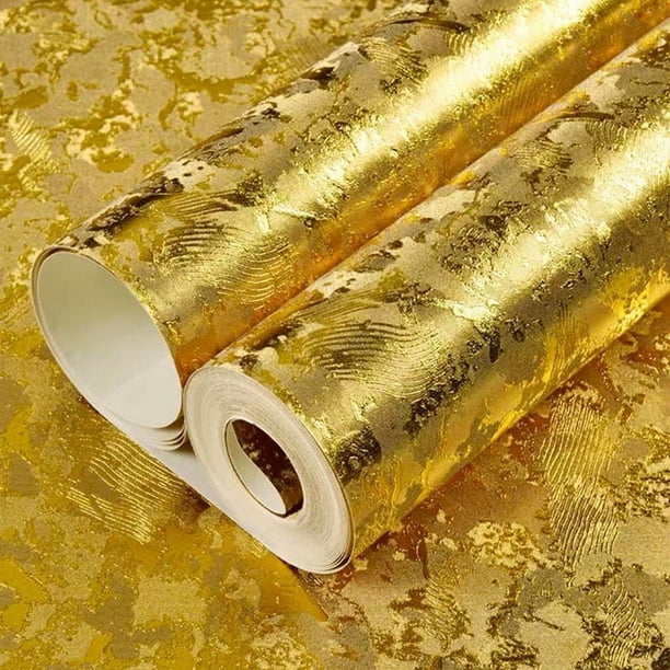 1 Roll Of Golden Wallpaper, Full Golden Foil Wallpaper For Home Improvement