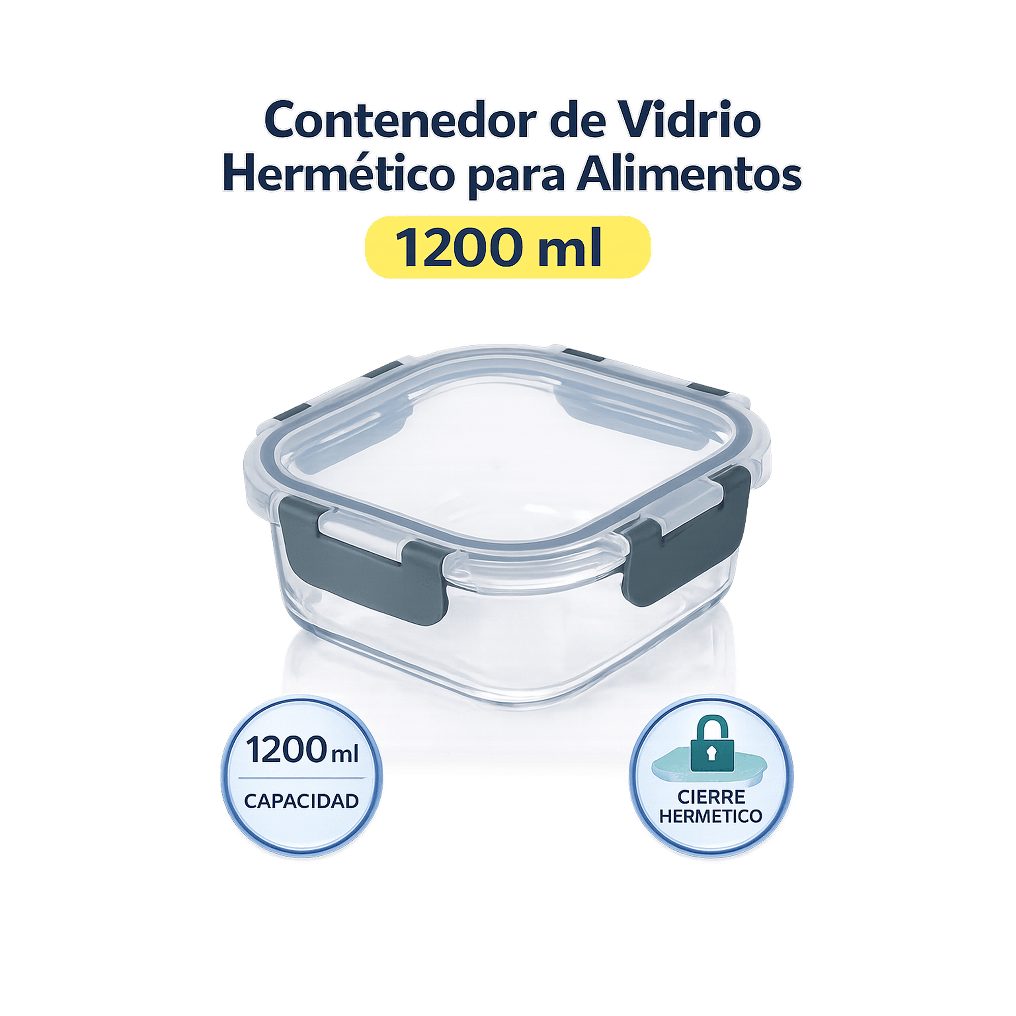 Baima - Contenedor De Vidrio Hermético Para Alimentos 1200 Ml