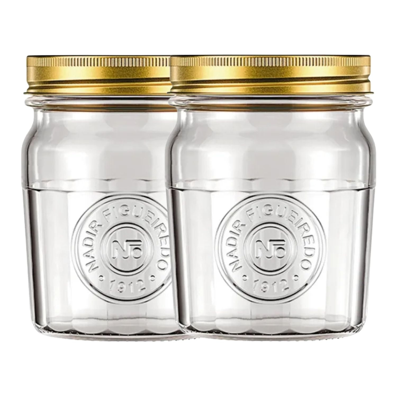 Nadir - Set 2 Frascos Americano Vintage Vidrio 500ml Tapa Dorada