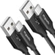 thumbnail image 1 of Cable de carga USB-A a USB-C de 3 pies, paquete de 2 unidades, negro, 1 of 7