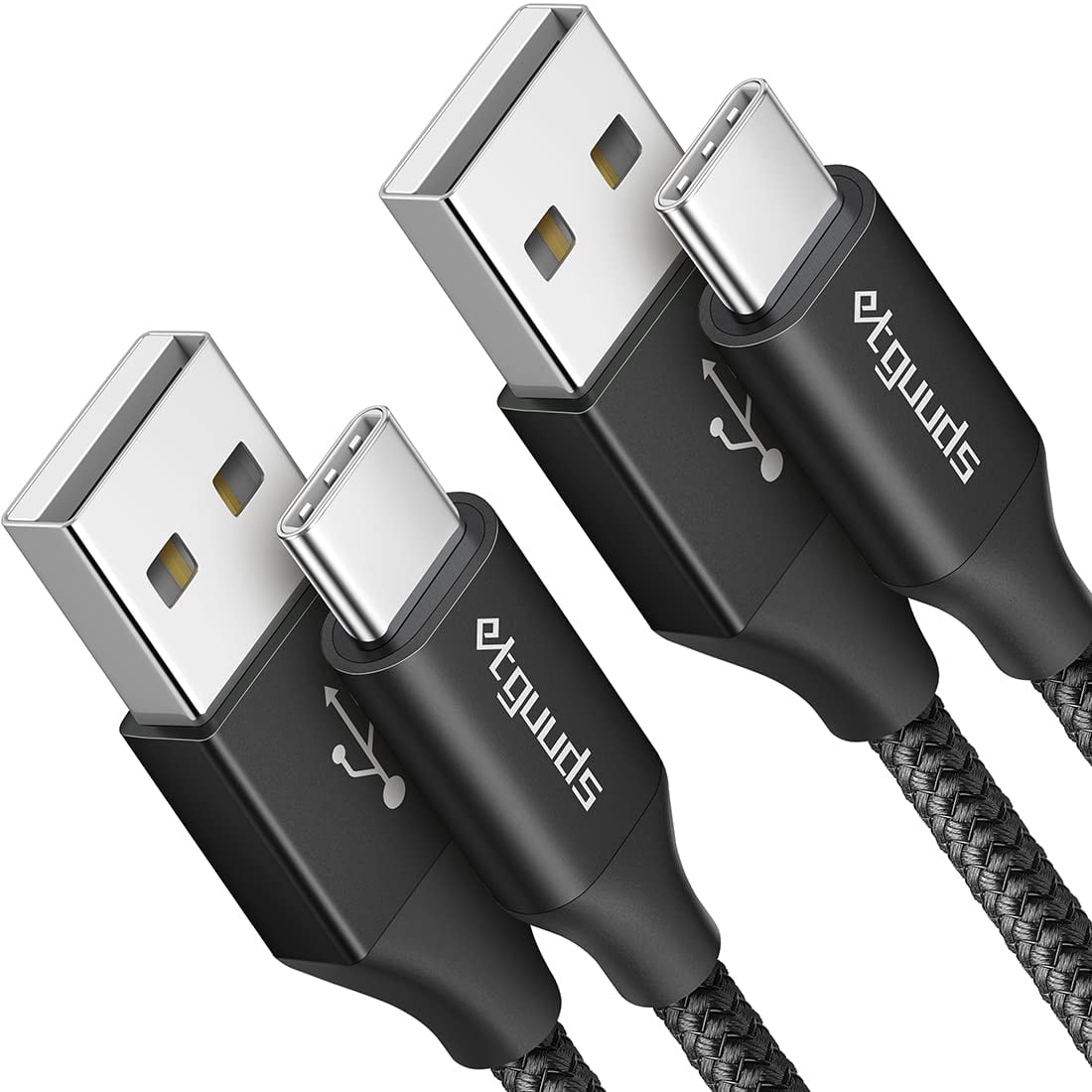 Etguuds - Cable De Carga Usb-a A Usb-c De 3 Pies, Paquete De 2 Unidades, Negro