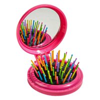 Ioensy - Peine Con Espejo Redondo Pequeño Espejo Peine Redondo Cepillo De Viaje Con Espejo Rosa