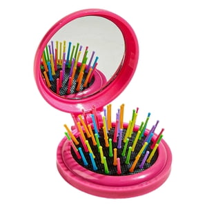 Ioensy - Peine Con Espejo Redondo Pequeño Espejo Peine Redondo Cepillo De Viaje Con Espejo Rosa