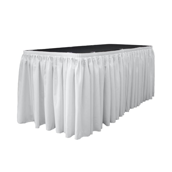 Table Skirt LA, popelina de lino y poliéster para rectángulo de 4,3 m, color blanco