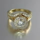 thumbnail image 3 of 2 pcs Shiny Zircon Halo Ring - 18K Gold Plated Party Engagement and Wedding Ring Jewelry, 3 of 4