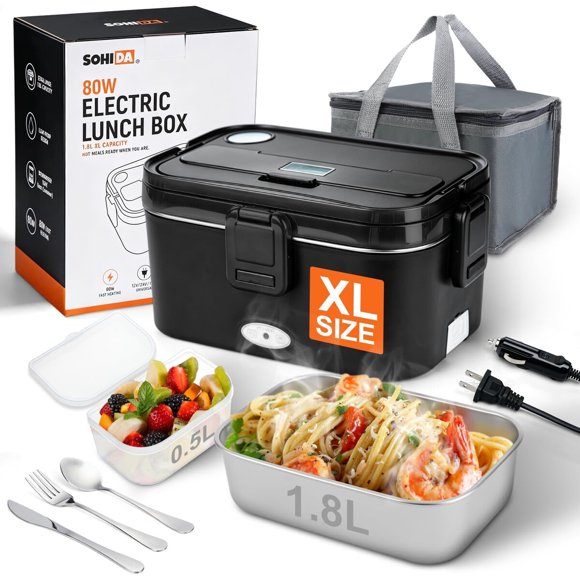 1.8L Heated Lunch Box for Men, Portable Food Warmer for Car