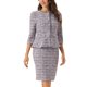 thumbnail image 4 of INSPIRE CHIC Conjunto de Traje de Tweed de 2 Piezas para Mujer Conjunto de Atuendo de Maestra para Regreso a Clases Chaqueta de Manga 3/4 con Botones Falda Lápiz Púrpura S, 4 of 6