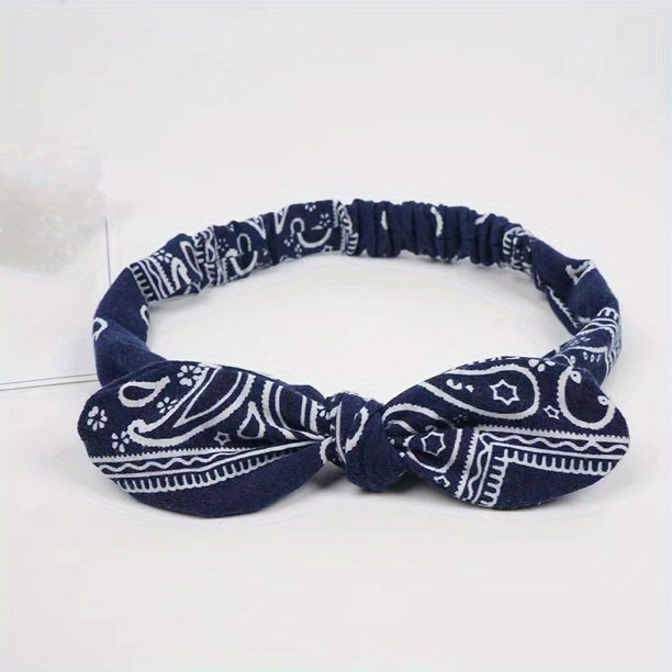 Paisley Print Boho Head Band Women's Soft Headbands Vintage Bowknot Elastic Hairbands Trendy Hair Accessories