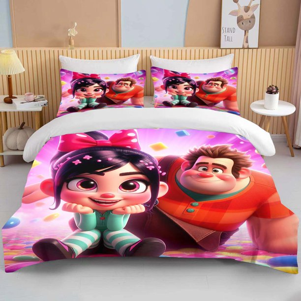 Vanellope Princess Print Bedding Set 3PC 1 Duvet Cover 2 Pillowcases Adult and Children Bedding Set Luxury Gift Bed Sheets