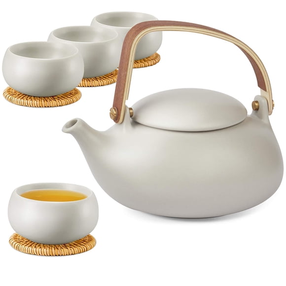Juego de Tetera ZENS 800 ml con 4 Tazas de Cerámica e Infusor