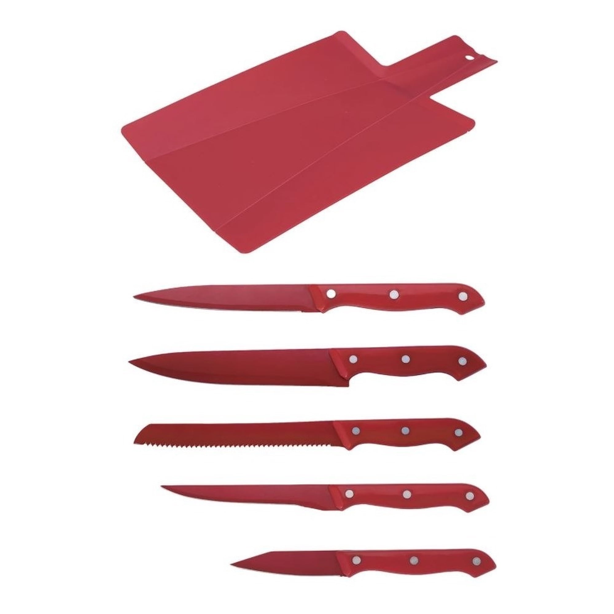 Bergner Home - Set 6pz (5 Cuchillos + Tabla Corte) Rojo Milky