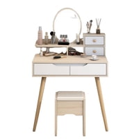 Generic - Tocador Con Espejo De Luz Led Y Taburete Arce 80X40X130Cm