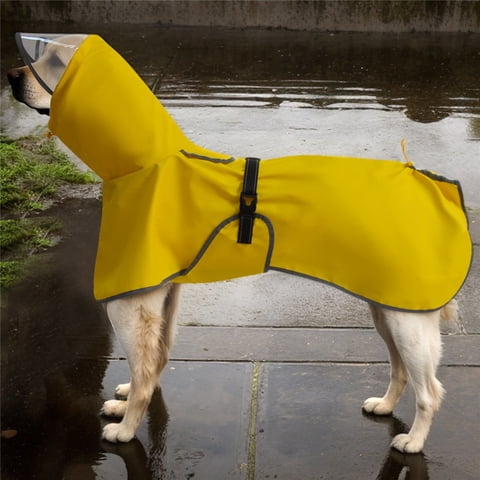 Xusx111 - Large Dog Raincoat | Guarda Del Vientre, Agujero Del Arnés, Se Adapta A Las Excursiones Por La Mañana, Impermeable, Correas Reflectantes (Xl, Amarillo)