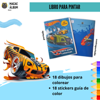 Macae - Libro Para Pintar Hotwheels Con Stickers