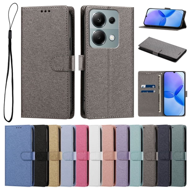 Cartera para Xiaomi Poco M6 Pro 4G con Soporte y Correa, Gris