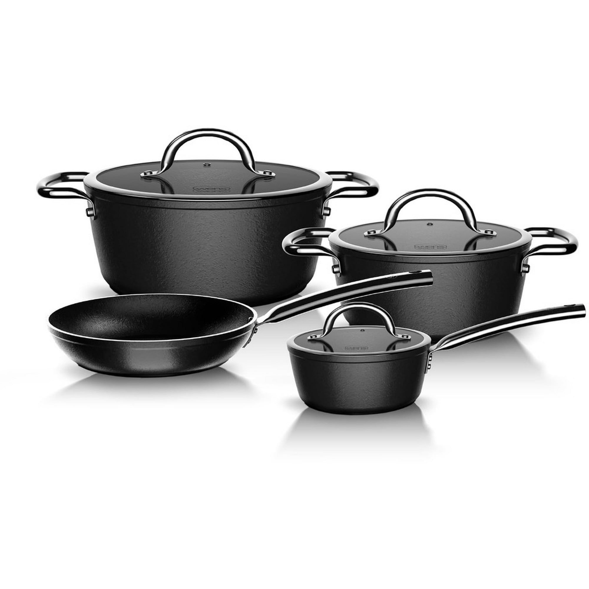 Wens - Batería De Cocina 7 Piezas Aluminio Forjado Black