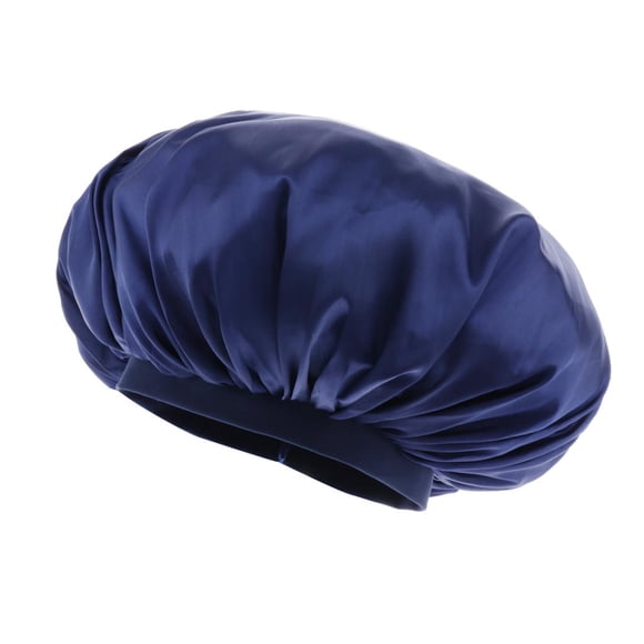 Sombrero de gorro de dormir de noche de gorro de seda satinado ajustable, Azul oscuro