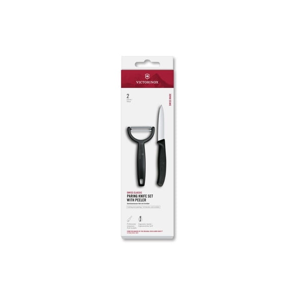 Cuchillo mondador Swiss Classic con pelador Y 2 pzs negro Victorinox