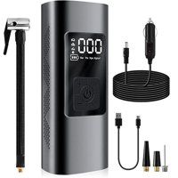 Veat00L - Inflador De Neumáticos Portátil, Bomba De Aire Portátil Inalámbrica 150 Psi Pantalla Digital Lcd, Inflador De Neumáticos 60 W Para Coches, Motos, Bicicletas, Kayaks, Balones Y Más.