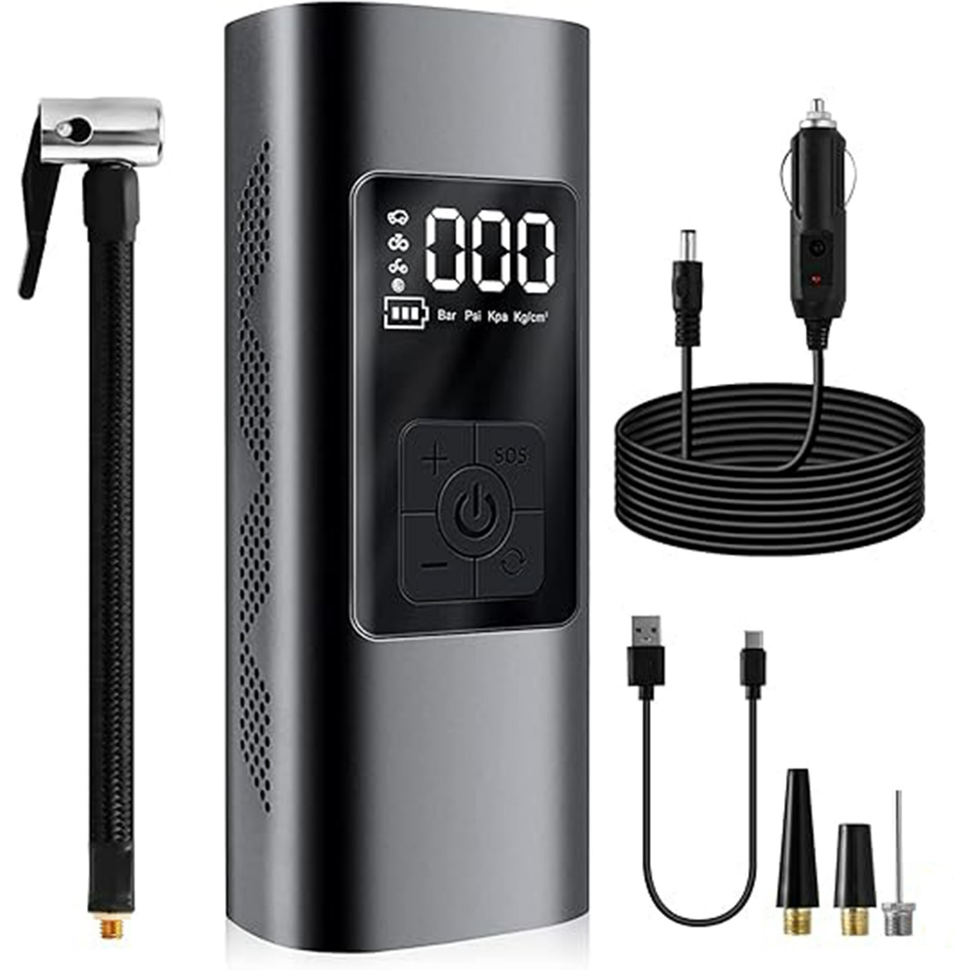 Veat00l - Inflador De Neumáticos Portátil, Bomba De Aire Portátil Inalámbrica 150 Psi Pantalla Digital Lcd, Inflador De Neumáticos 60 W Para Coches, Motos, Bicicletas, Kayaks, Balones Y Más.