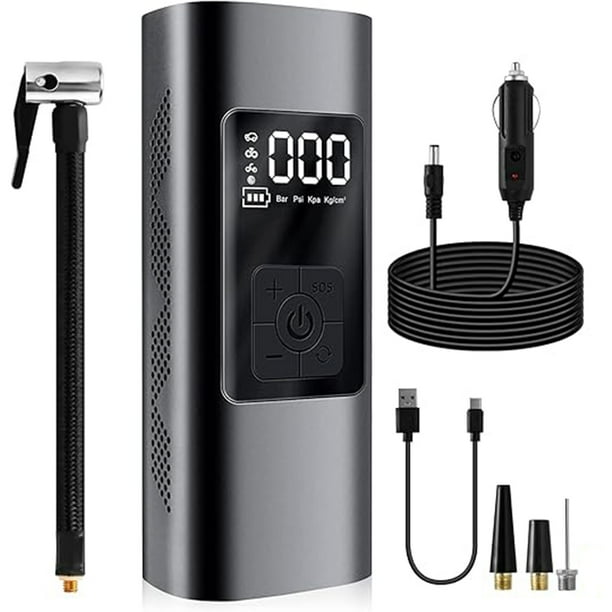 Inflador De Neumáticos Portátil, Bomba De Aire Portátil Inalámbrica 150 Psi Pantalla Digital Lcd, Inflador De Neumáticos 60 W Para Coches, Motos, Bicicletas, Kayaks, Balones Y Más.